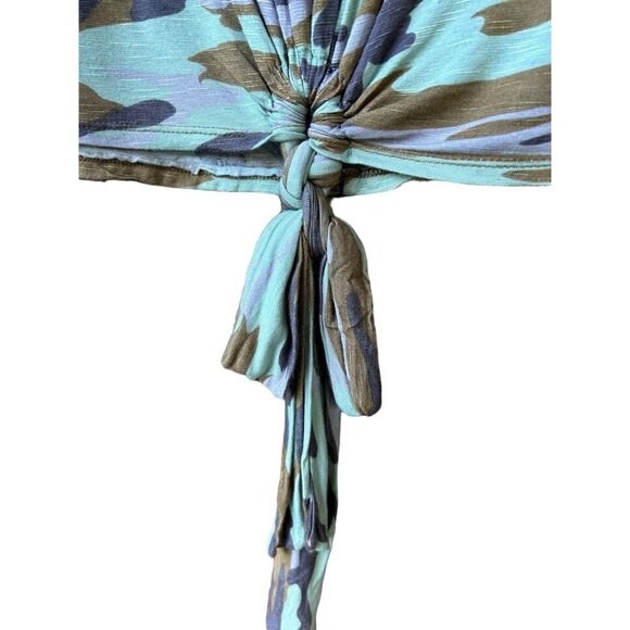 Womens Camouflage Top Size M/L Knot Front Short Sleeve Entro‎ Brand - Picture 4 of 6